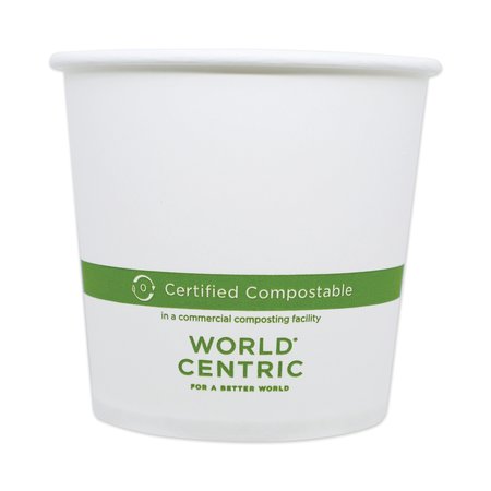 WORLD CENTRIC Paper Bowls, 4.4 dia x 4.4, 24 oz, White, PK500 BOPA24